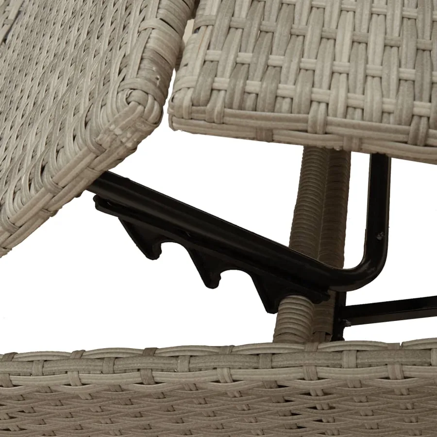 Chaise longue avec coussin gris clair résine tressée - 8