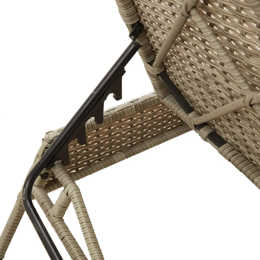 Chaise longue avec coussin gris clair résine tressée - 9