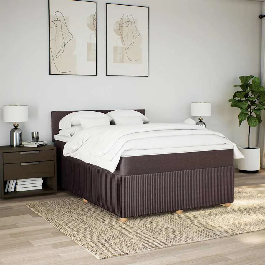 Sommier à lattes de lit avec matelas Marron foncé 140x200 cm - 4