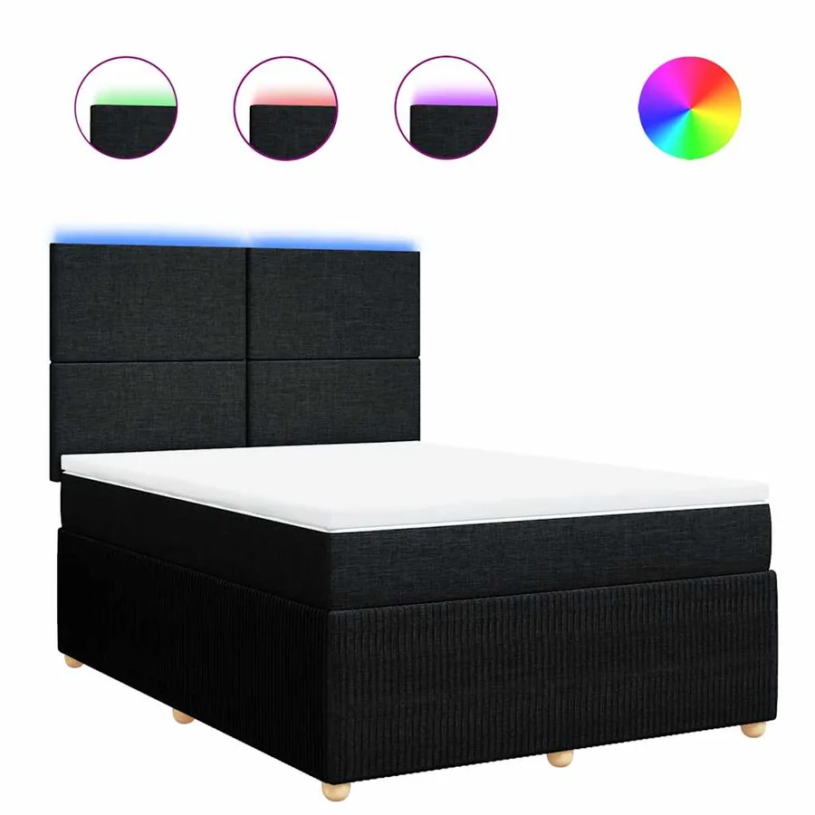 Sommier à lattes de lit avec matelas Noir 160x200 cm Tissu - 2