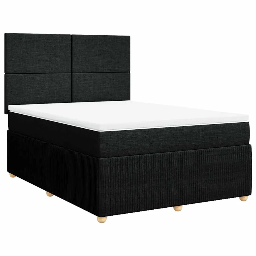 Sommier à lattes de lit avec matelas Noir 160x200 cm Tissu - 3