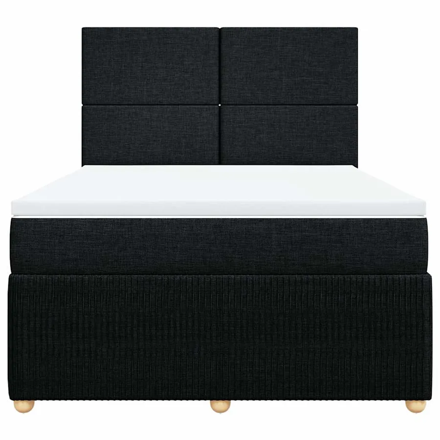 Sommier à lattes de lit avec matelas Noir 160x200 cm Tissu - 6