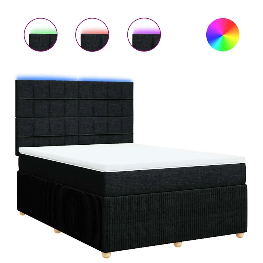 Sommier à lattes de lit avec matelas Noir 160x200 cm Tissu - 2