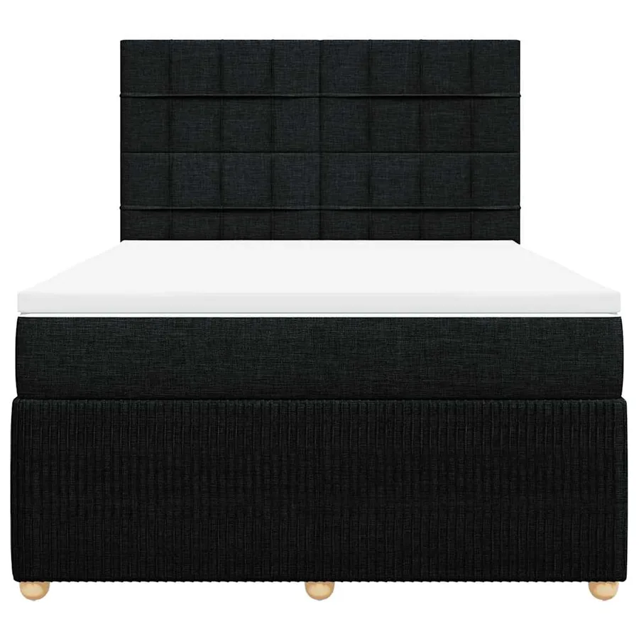 Sommier à lattes de lit avec matelas Noir 160x200 cm Tissu - 6