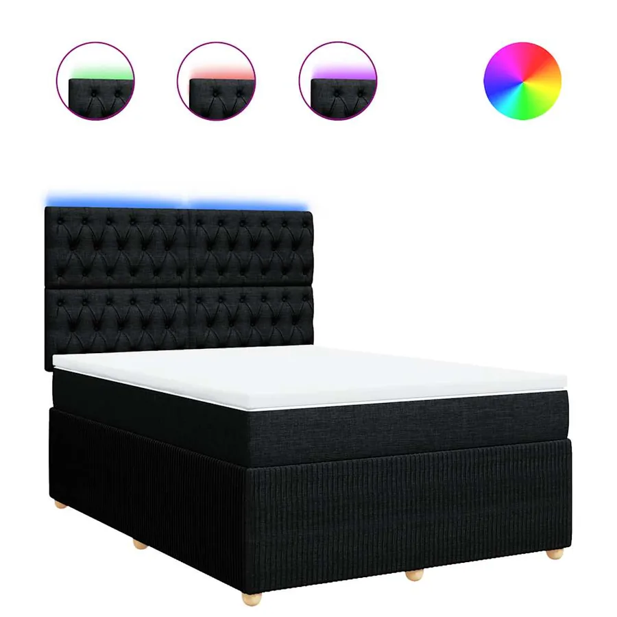 Sommier à lattes de lit avec matelas Noir 160x200 cm Tissu - 2