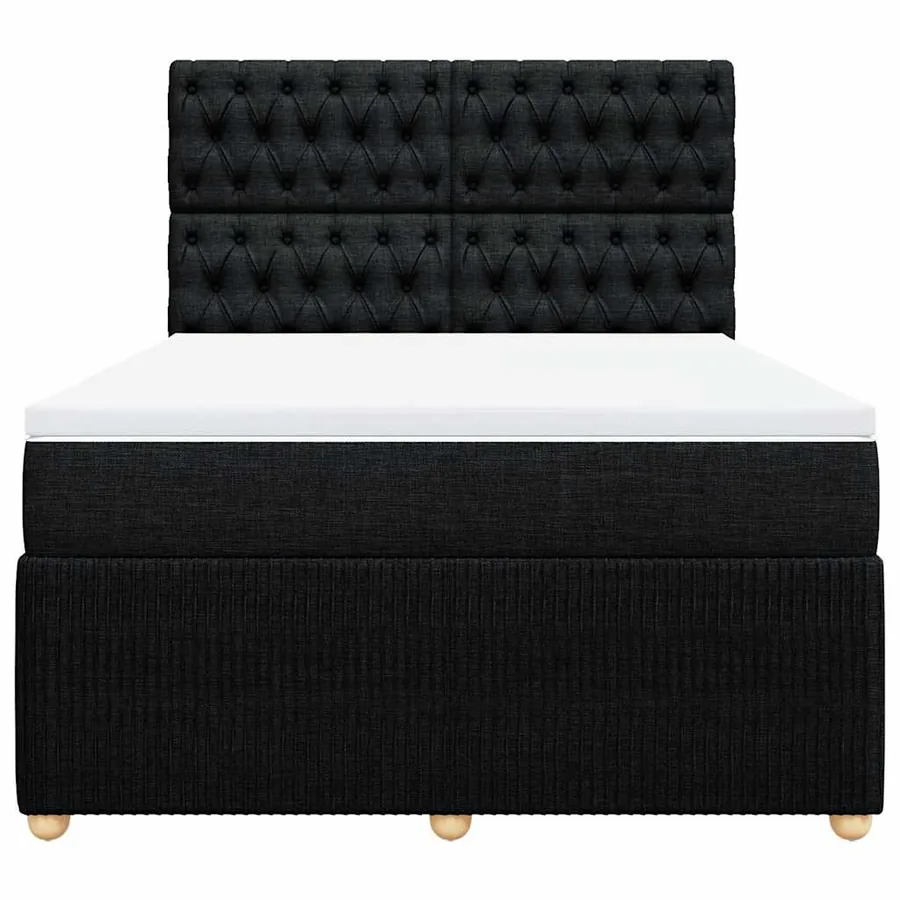 Sommier à lattes de lit avec matelas Noir 160x200 cm Tissu - 6