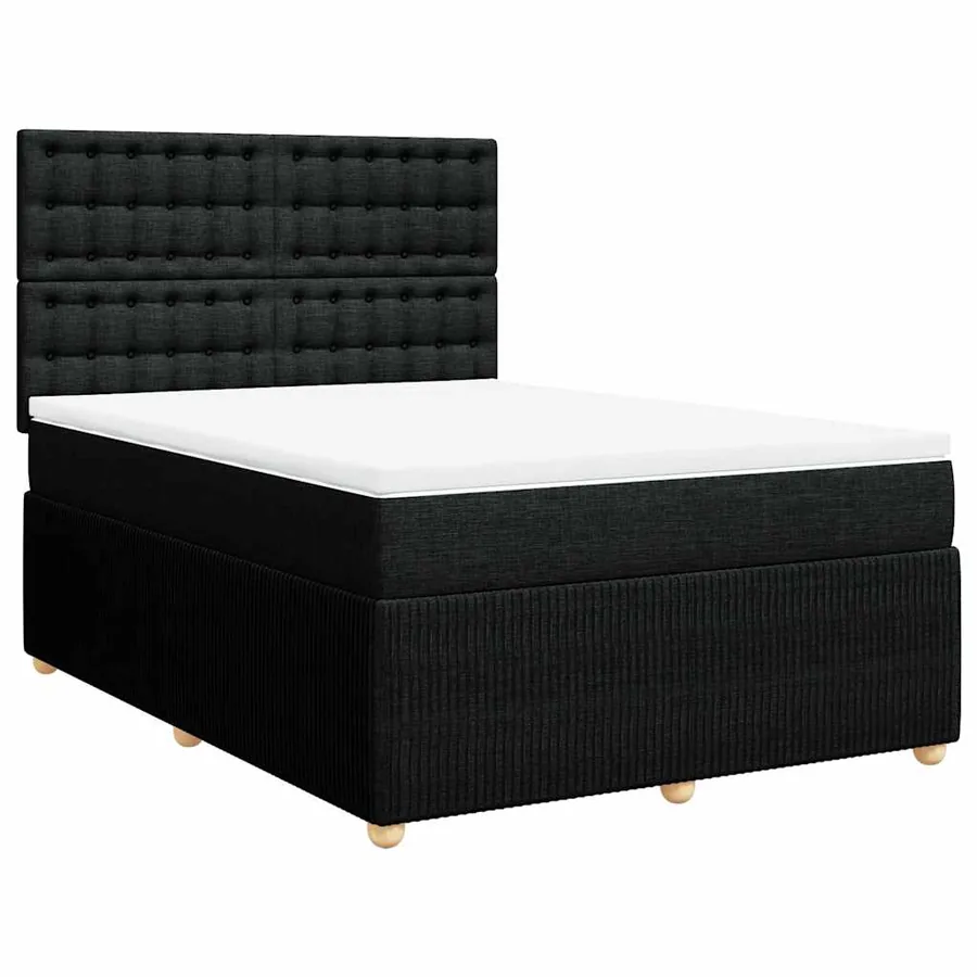 Sommier à lattes de lit avec matelas Noir 160x200 cm Tissu - 3