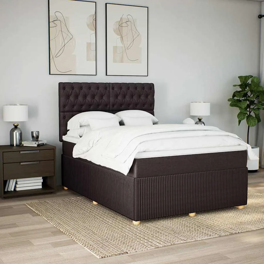 Sommier à lattes de lit avec matelas Marron foncé 140x200 cm - 3