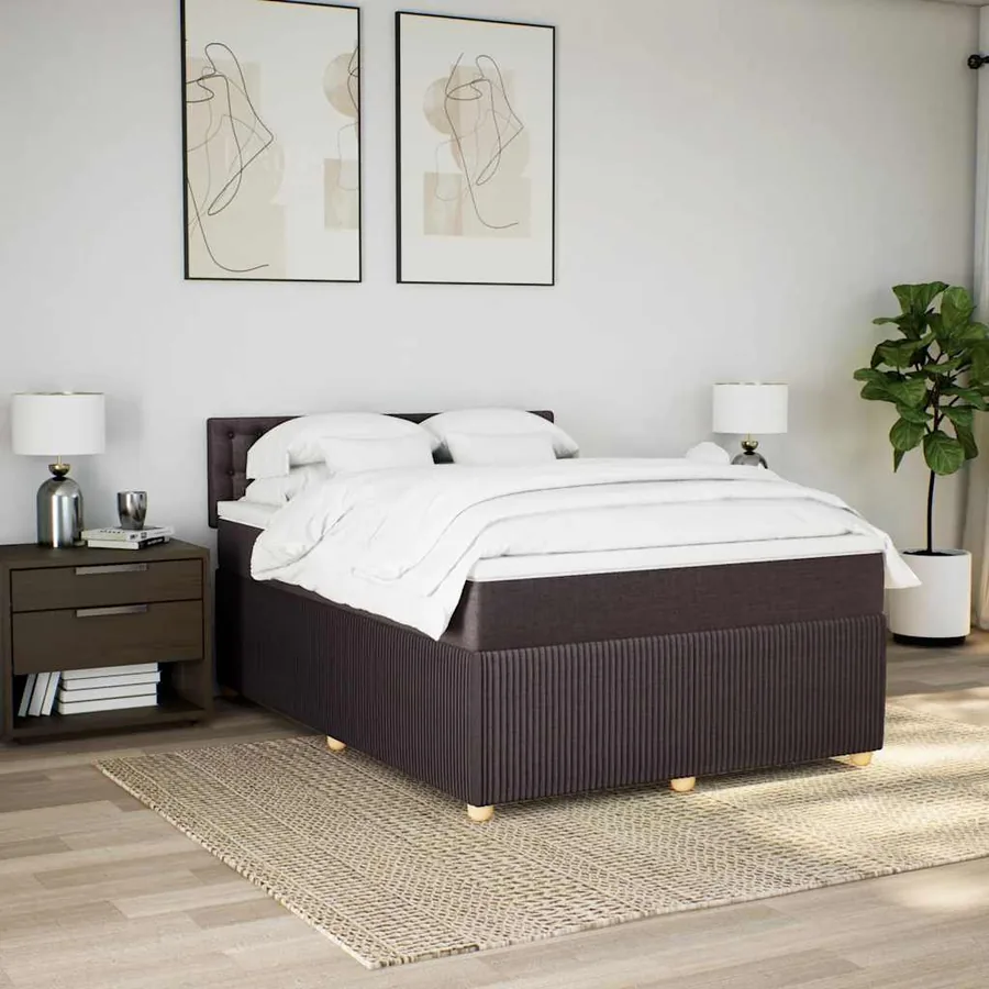 Sommier à lattes de lit avec matelas Marron foncé 140x200 cm - 4