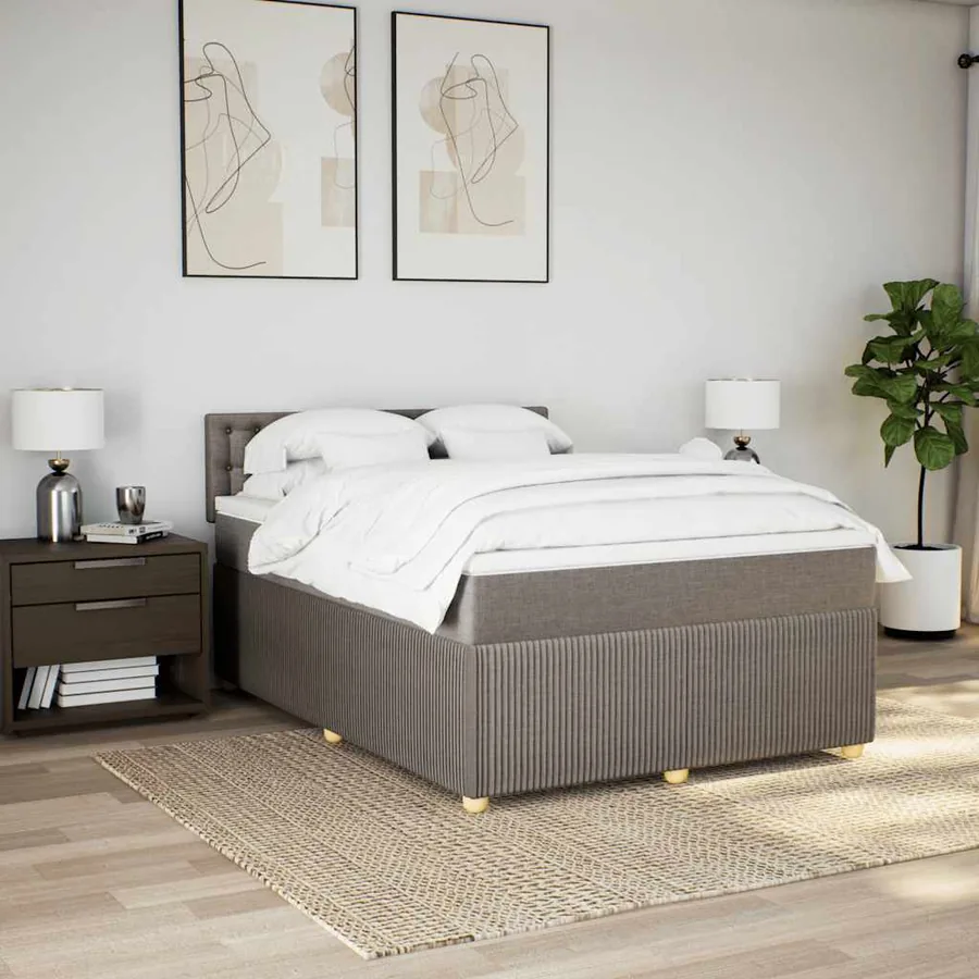 Sommier à lattes de lit avec matelas Taupe 140x200 cm Tissu - 3