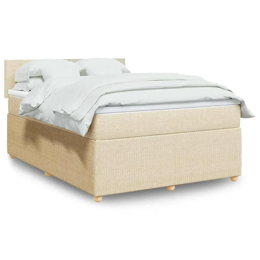 Sommier à lattes de lit avec matelas Crème 140x200 cm Tissu