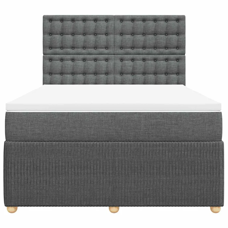 Sommier à lattes de lit avec matelas Gris foncé 140x200cm Tissu - 4