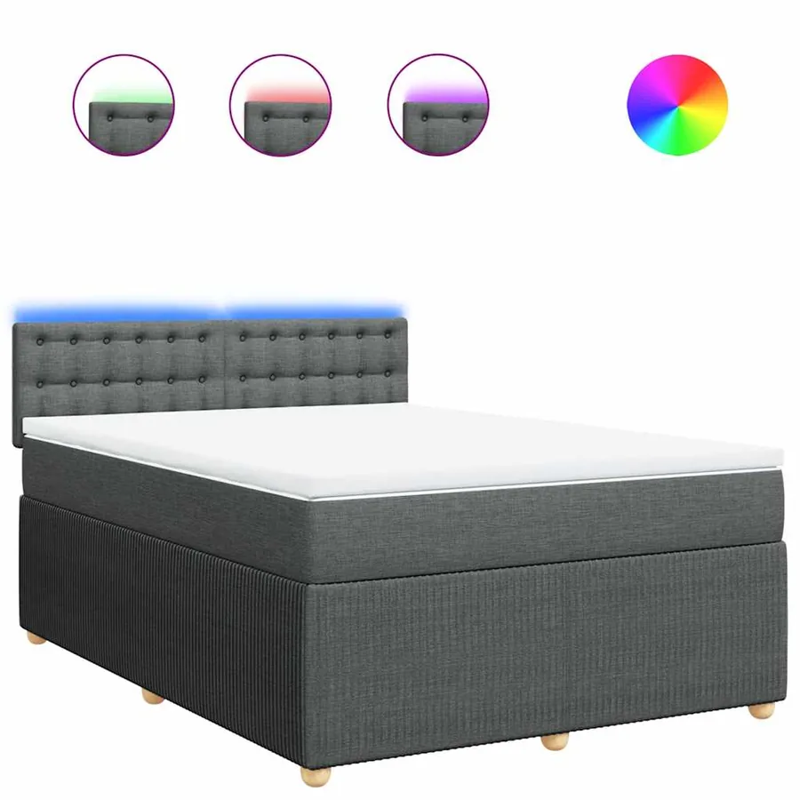 Sommier à lattes de lit avec matelas Gris foncé 140x200cm Tissu - 2
