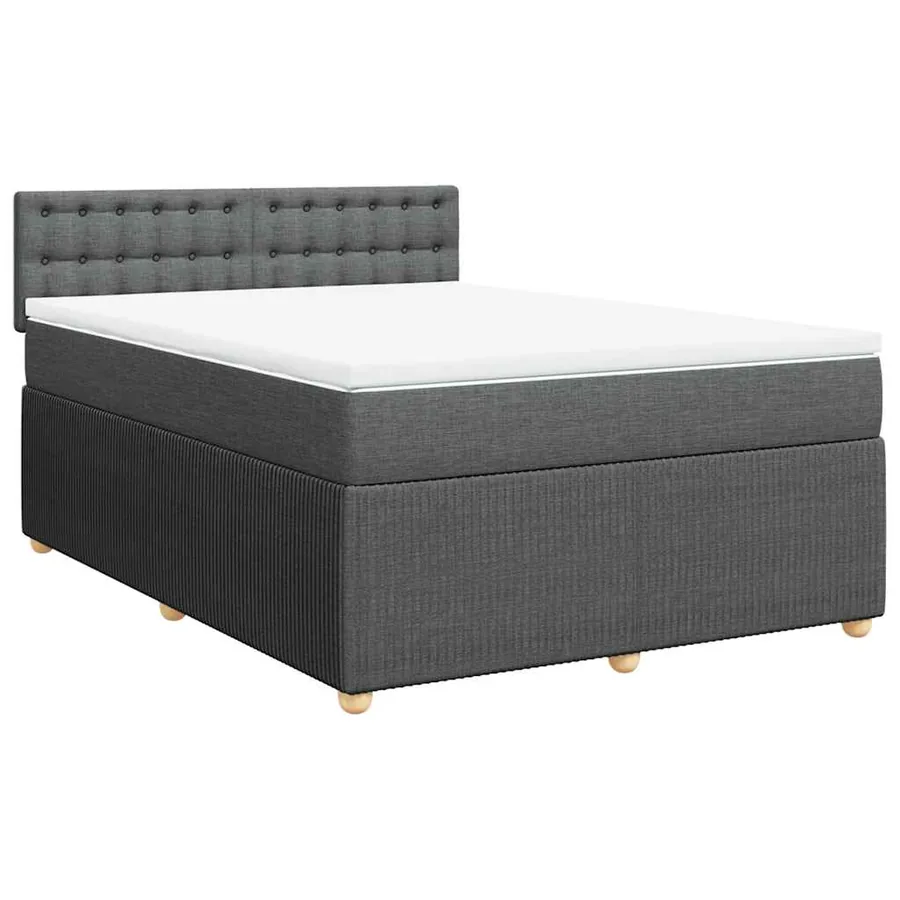 Sommier à lattes de lit avec matelas Gris foncé 140x200cm Tissu - 3