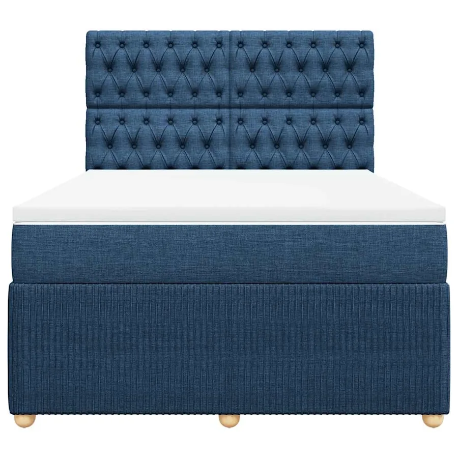 Sommier à lattes de lit avec matelas Bleu 140x200 cm Tissu - 6