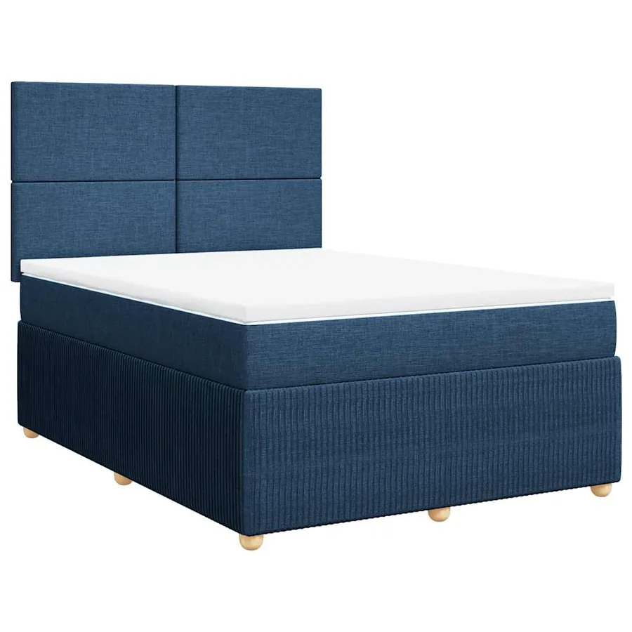 Sommier à lattes de lit avec matelas Bleu 140x200 cm Tissu - 3