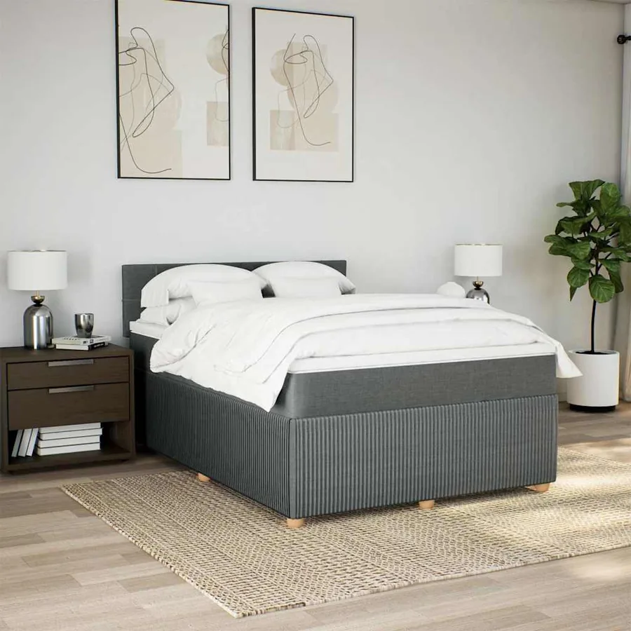 Sommier à lattes de lit avec matelas Gris foncé 140x200cm Tissu - 4
