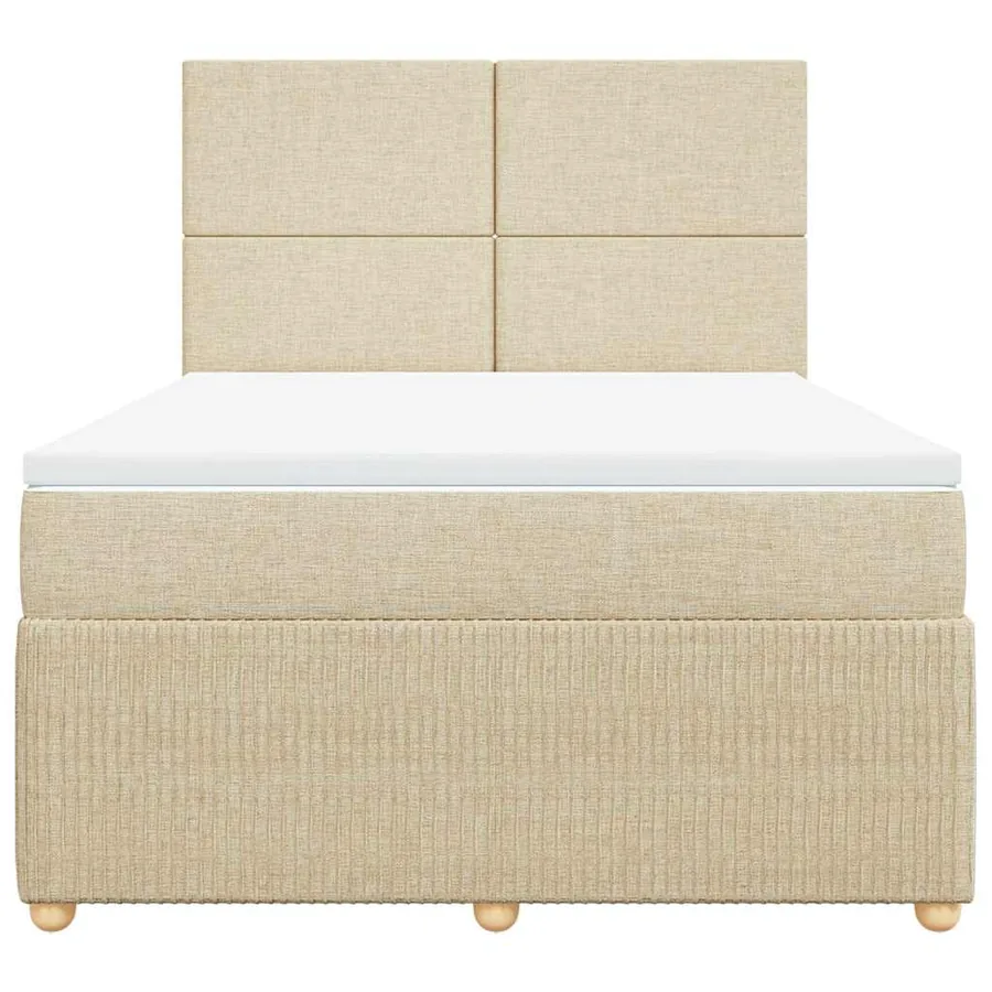 Sommier à lattes de lit avec matelas Crème 140x200 cm Tissu - 4