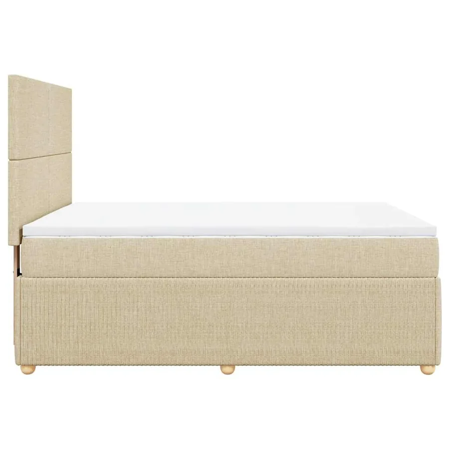 Sommier à lattes de lit avec matelas Crème 140x200 cm Tissu - 5