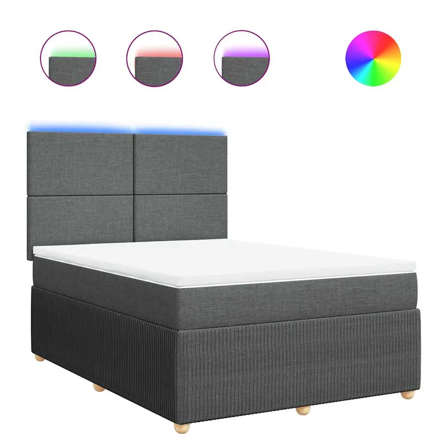 Sommier à lattes de lit avec matelas Gris foncé 140x200cm Tissu - 2