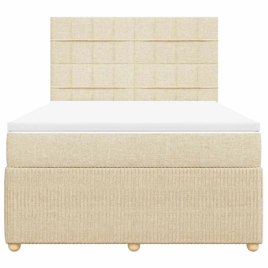 Sommier à lattes de lit avec matelas Crème 140x200 cm Tissu - 6