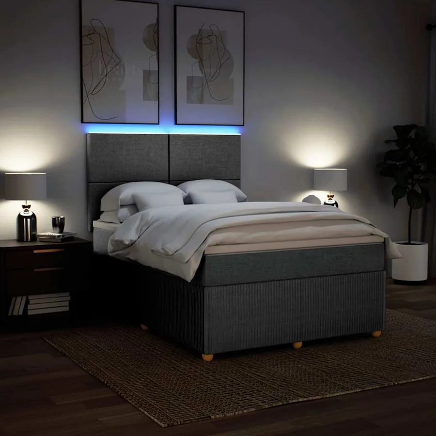 Sommier à lattes de lit avec matelas Gris clair 160x200cm Tissu - 4