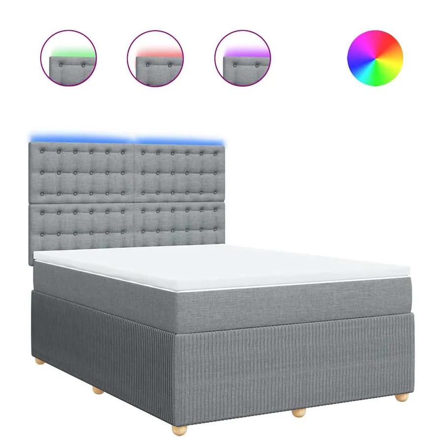 Sommier à lattes de lit avec matelas Gris clair 160x200cm Tissu - 2