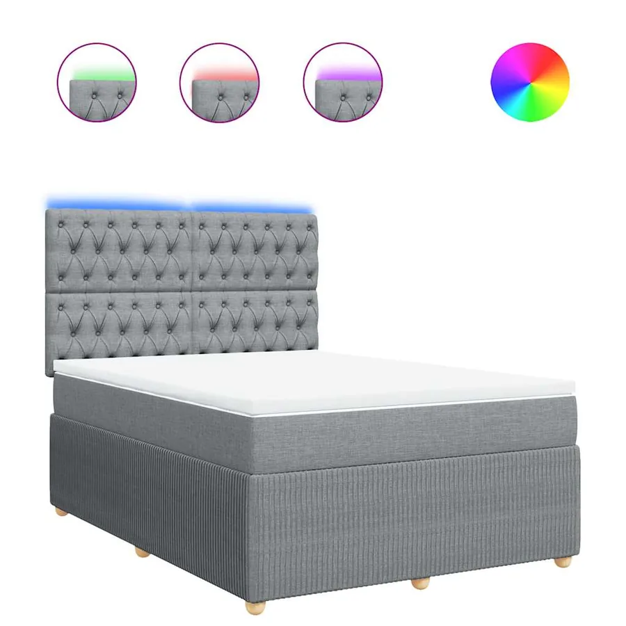 Sommier à lattes de lit avec matelas Gris clair 140x200cm Tissu - 2