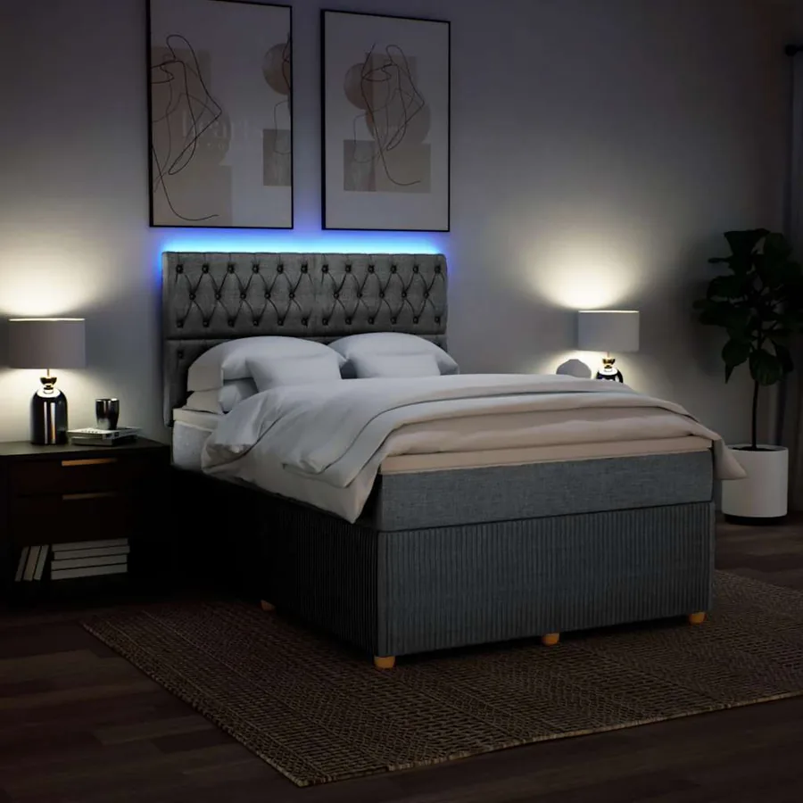 Sommier à lattes de lit avec matelas Gris clair 140x200cm Tissu - 4