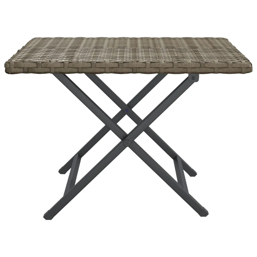 Table pliable gris 45x35x32 cm résine tressée - 3