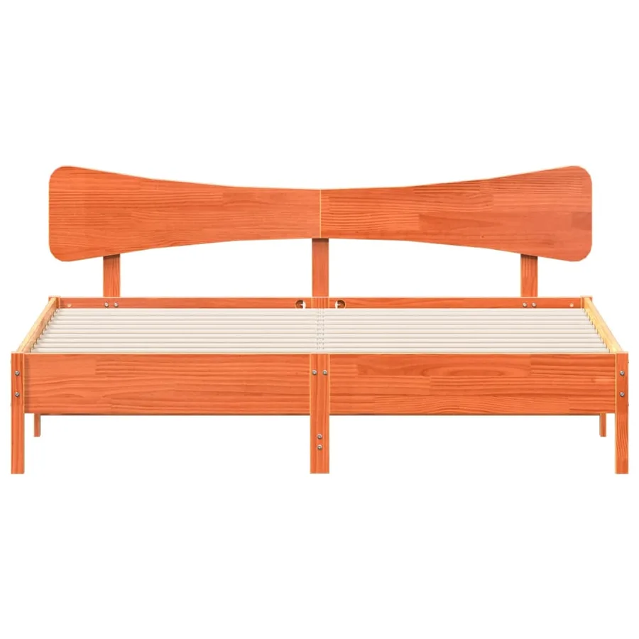 Cadre de lit sans matelas cire marron 200x200cm bois pin massif - 4