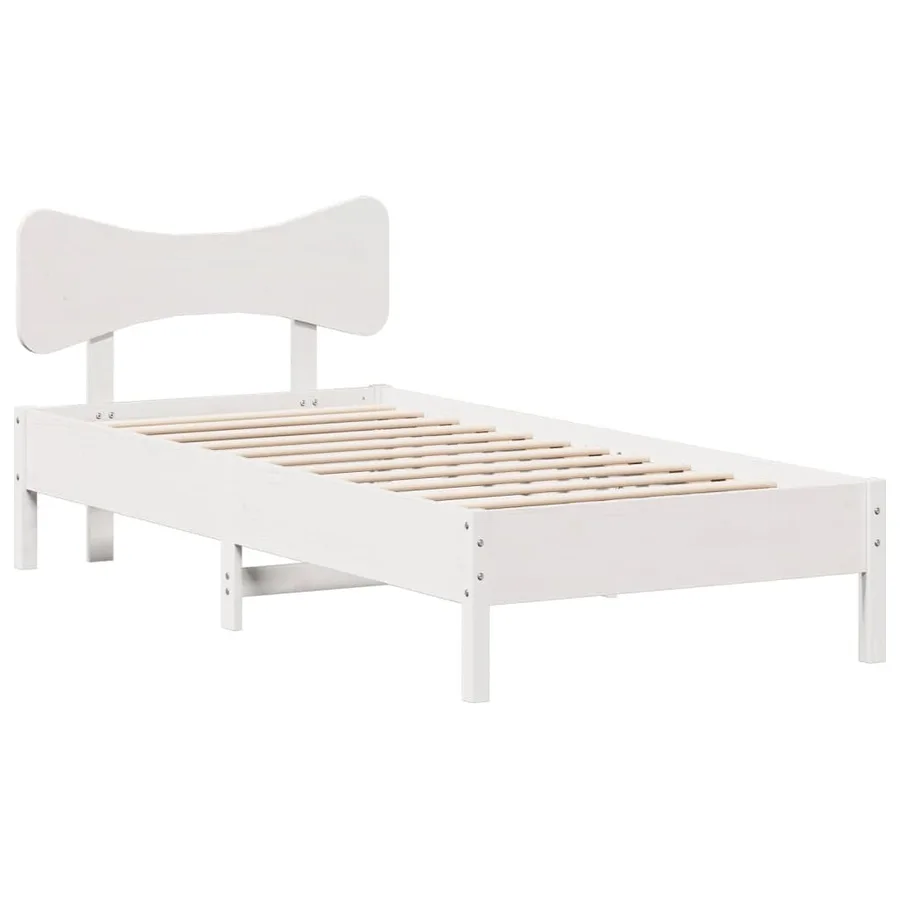 Cadre de lit sans matelas blanc 75x190 cm bois de pin massif - 2