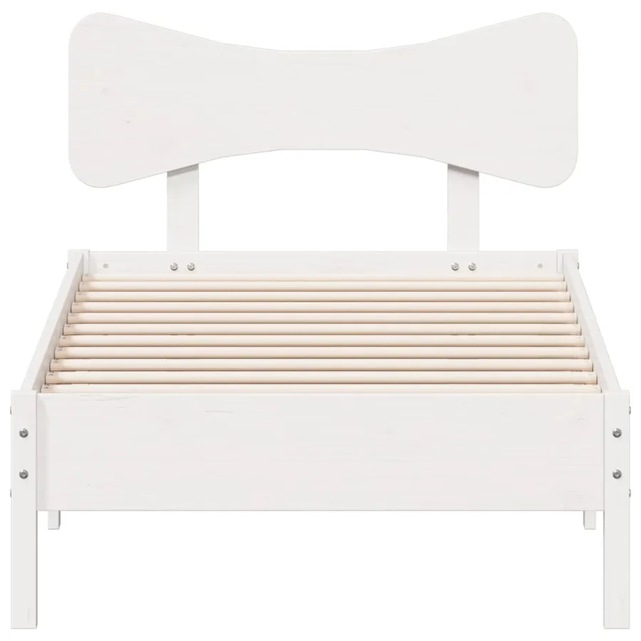 Cadre de lit sans matelas blanc 75x190 cm bois de pin massif - 4