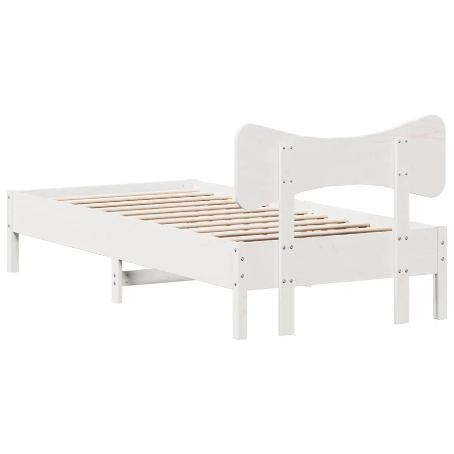 Cadre de lit sans matelas blanc 75x190 cm bois de pin massif - 8