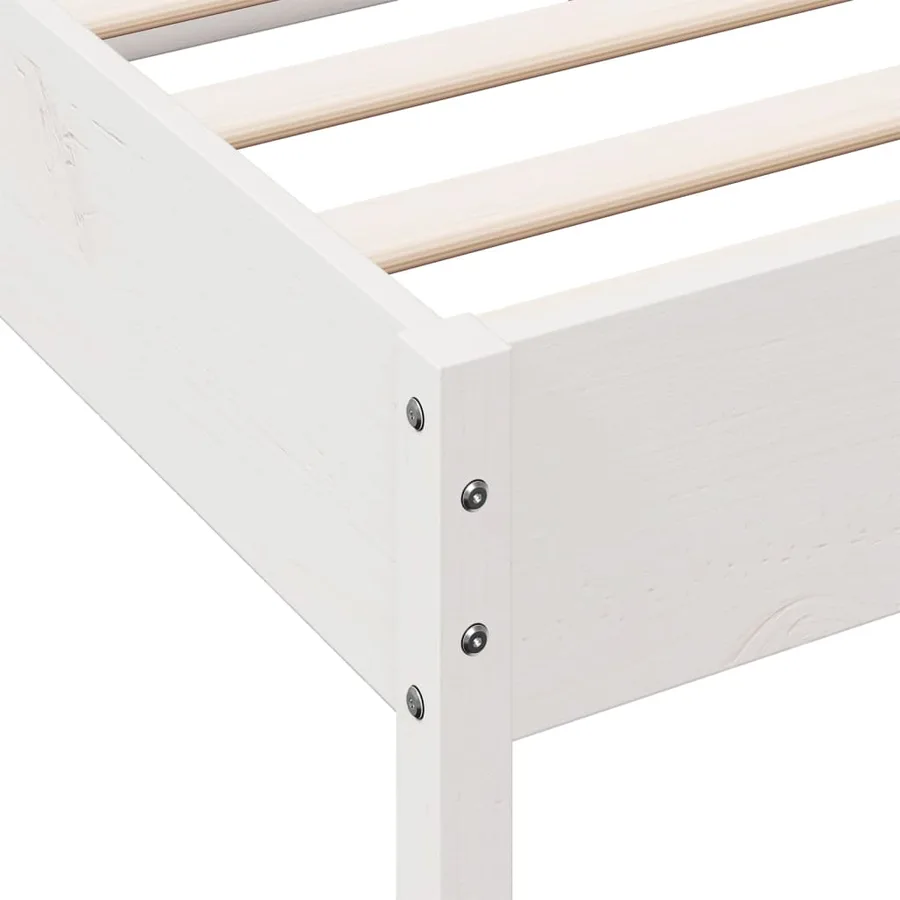 Cadre de lit sans matelas blanc 120x200 cm bois de pin massif - 9