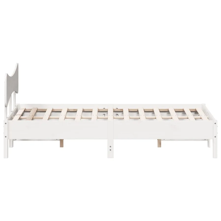 Cadre de lit sans matelas blanc 135x190 cm bois de pin massif - 7