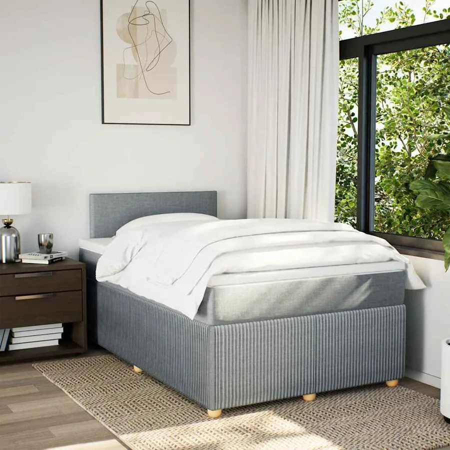 Sommier à lattes de lit avec matelas Gris clair 120x200cm Tissu - 4
