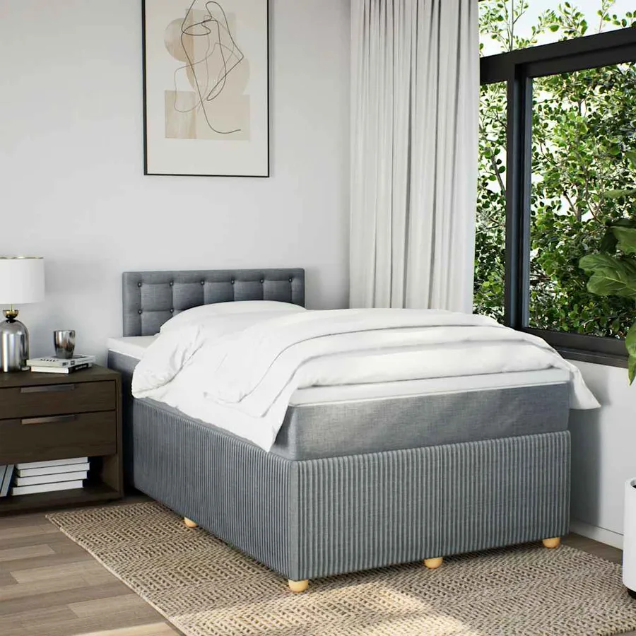 Sommier à lattes de lit avec matelas Gris clair 120x200cm Tissu - 4