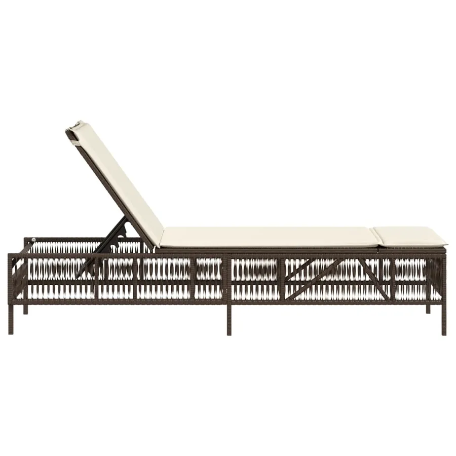 Chaise longue avec coussin marron résine tressée - 5