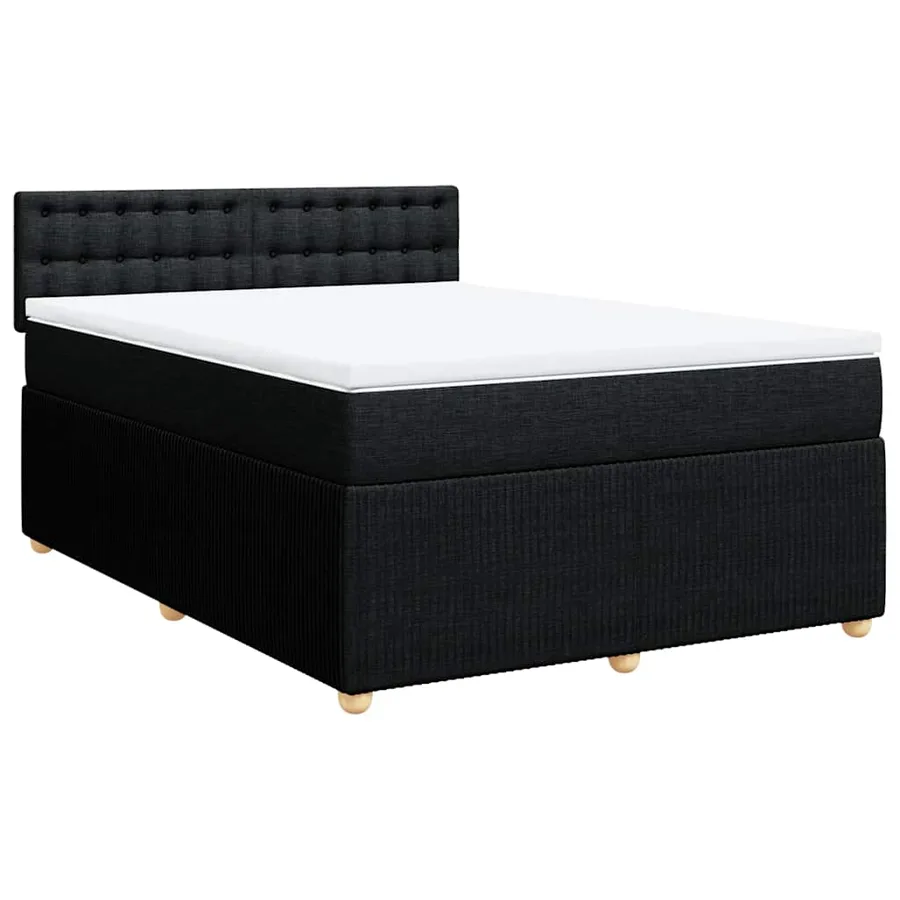 Sommier à lattes de lit avec matelas Noir 140x200 cm Tissu - 2
