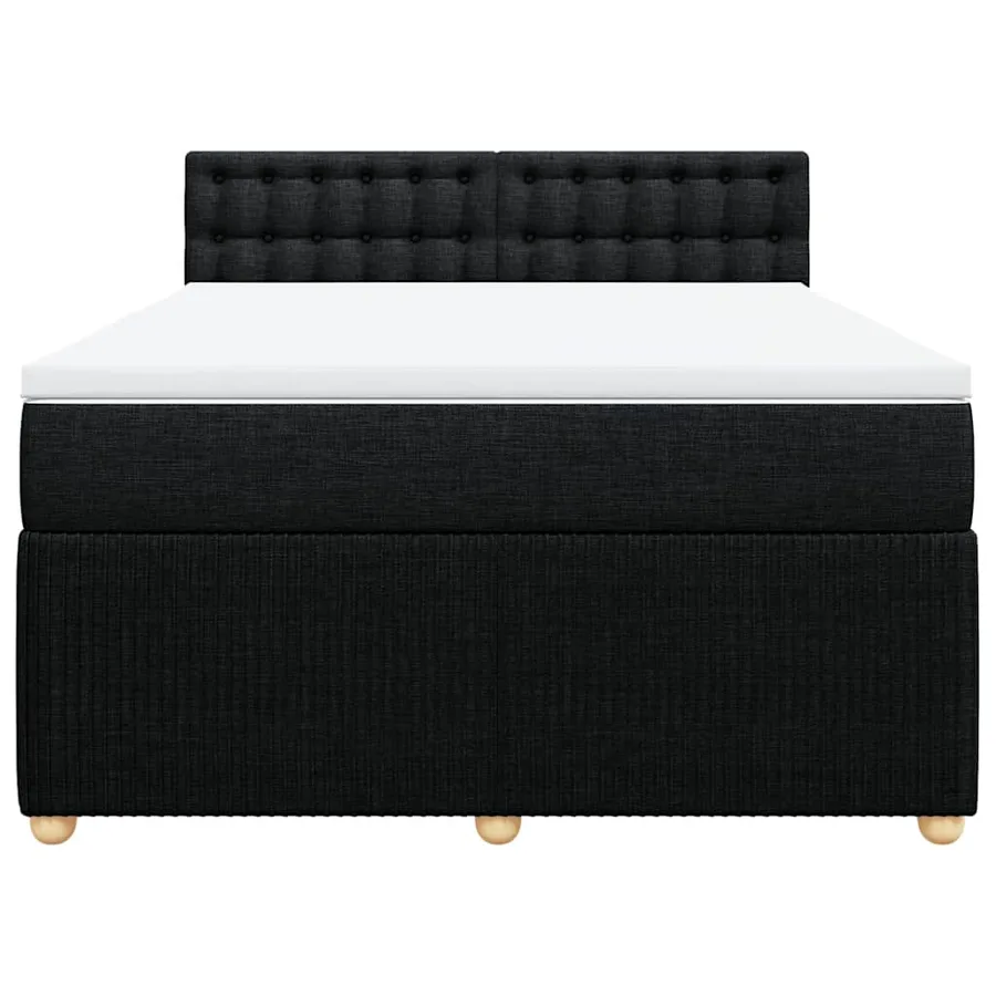 Sommier à lattes de lit avec matelas Noir 140x200 cm Tissu - 4