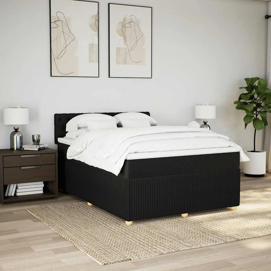 Sommier à lattes de lit avec matelas Noir 140x200 cm Tissu - 3