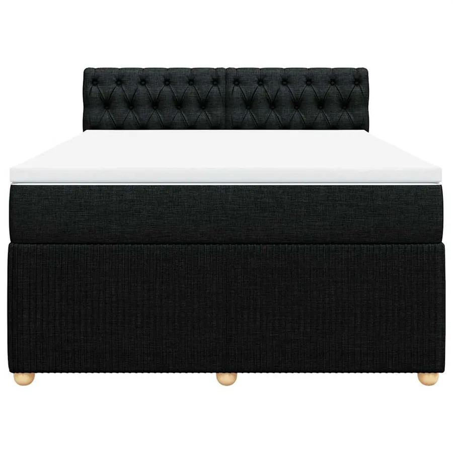 Sommier à lattes de lit avec matelas Noir 140x200 cm Tissu - 4