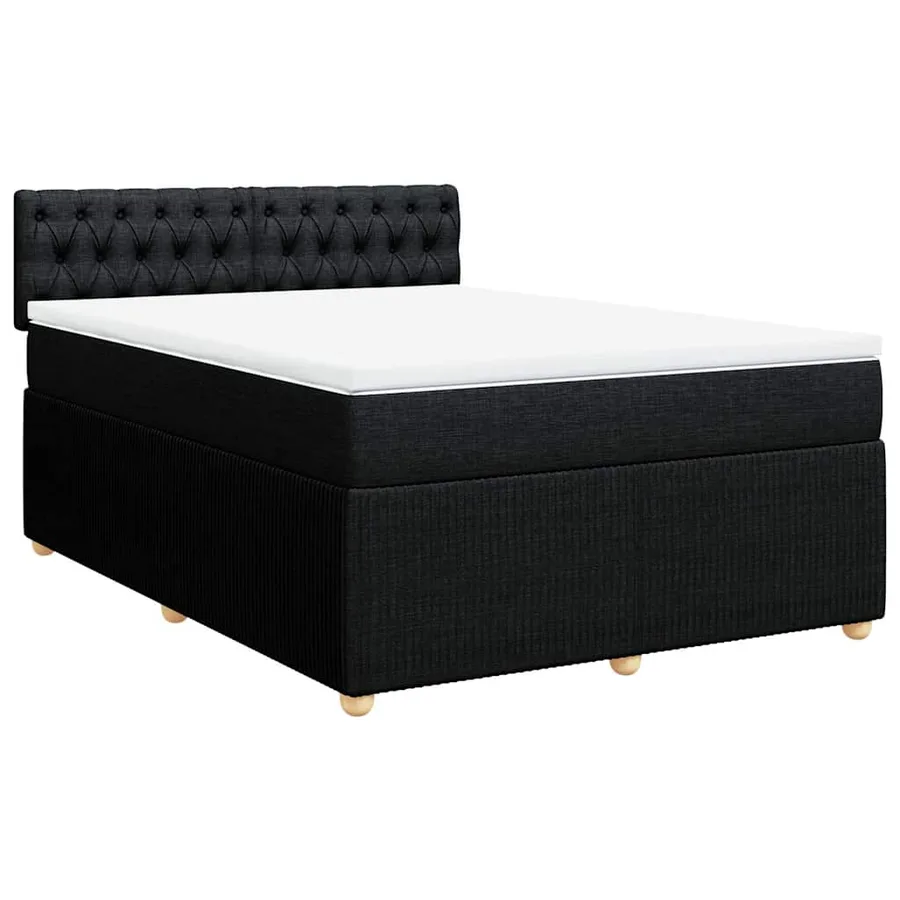 Sommier à lattes de lit avec matelas Noir 140x190 cm Tissu - 2