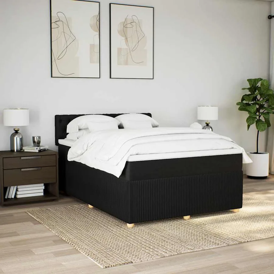 Sommier à lattes de lit avec matelas Noir 140x190 cm Tissu - 3