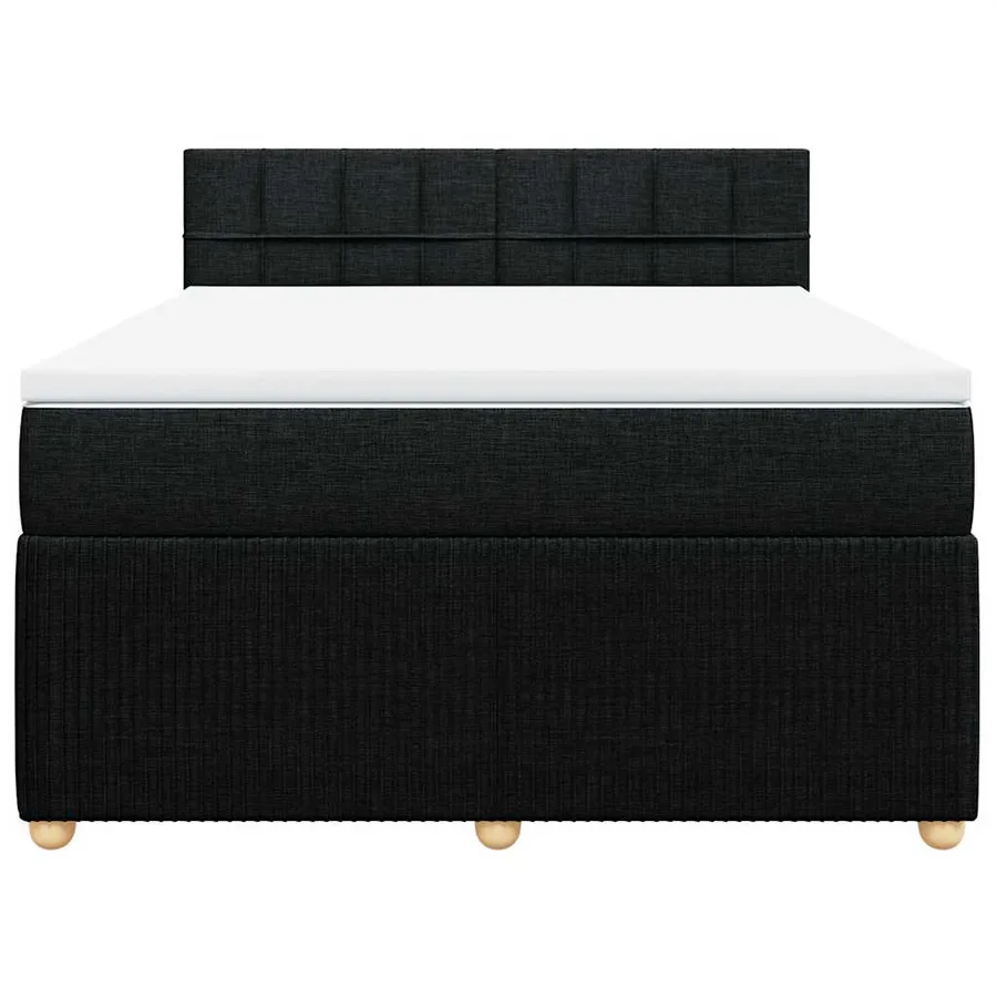 Sommier à lattes de lit avec matelas Noir 140x200 cm Tissu - 4
