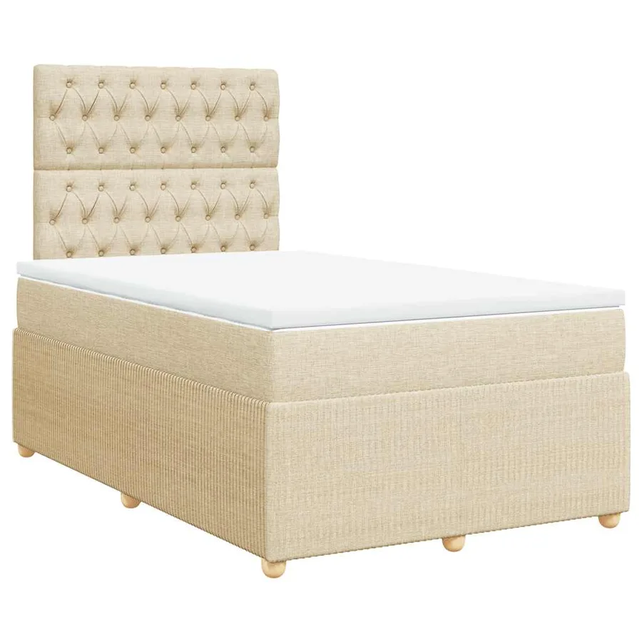 Sommier à lattes de lit avec matelas Crème 120x200 cm Tissu - 2