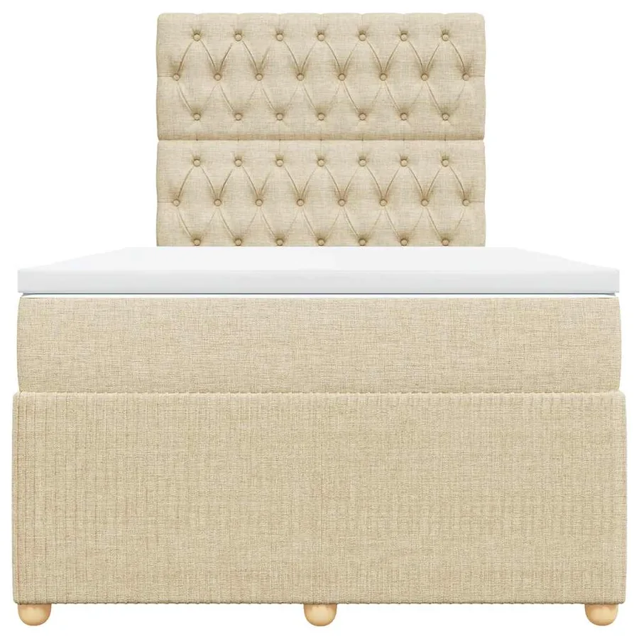 Sommier à lattes de lit avec matelas Crème 120x200 cm Tissu - 4