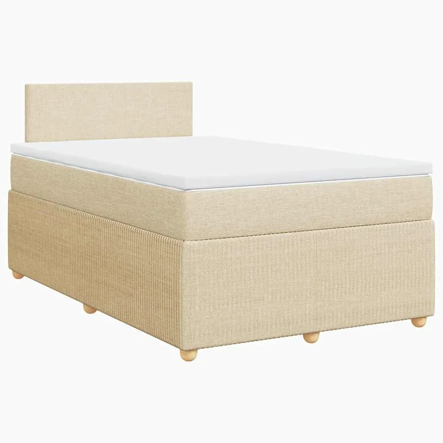 Sommier à lattes de lit avec matelas Crème 120x200 cm Tissu - 3