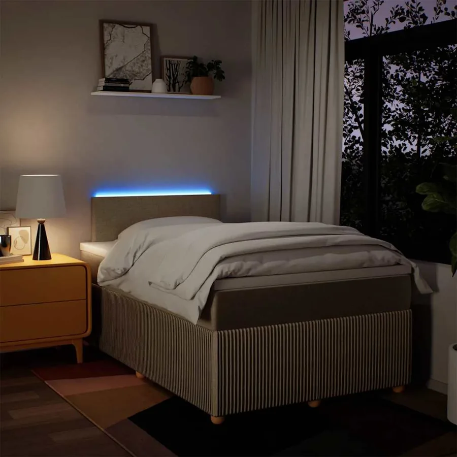 Sommier à lattes de lit avec matelas Crème 120x200 cm Tissu - 5